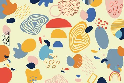 Boho Hand Drawn Abstract Background Vector Stock Illustration