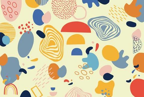 Boho Hand Drawn Abstract Background Vector Stock Illustration
