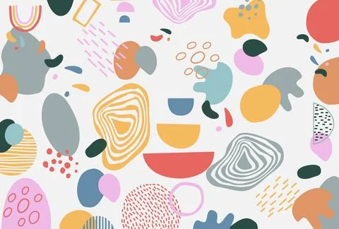 Boho Hand Drawn Abstract Background Vector Stock Illustration