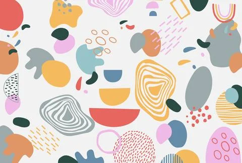 Boho Hand Drawn Abstract Background Vector Stock Illustration