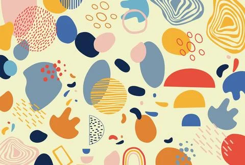 Boho Hand Drawn Abstract Background Vector Stock Illustration