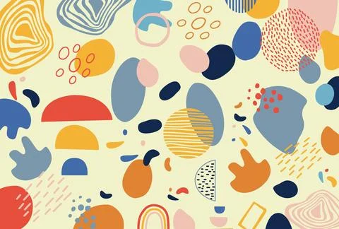 Boho Hand Drawn Abstract Background Vector Stock Illustration