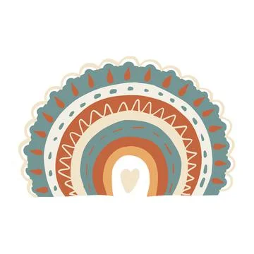 Boho Hand Drawn Cute Rainbow for Nursery Decoration. Baby Room Scandinavian Stock Illustration