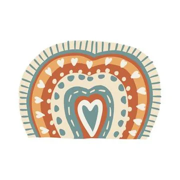 Boho Hand Drawn Cute Rainbow for Nursery Decoration. Baby Room Scandinavian Stock Illustration