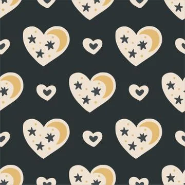 Boho heart seamless pattern. Illustrazione stock