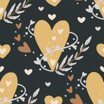 Boho heart seamless pattern. Stock Illustration