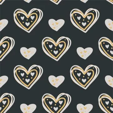 Boho heart seamless pattern. Stock Illustration