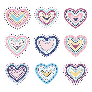Boho heart shapes Stock Illustration