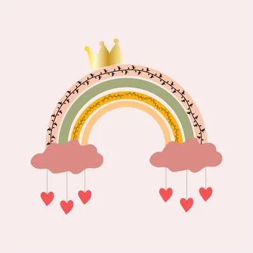 Boho kids rainbow. Illustrazione stock