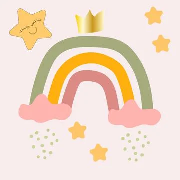 Boho kids rainbow. Stock Illustration