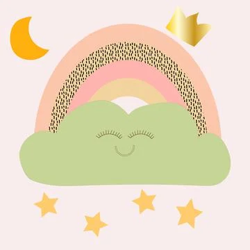 Boho kids rainbow. Illustrazione stock