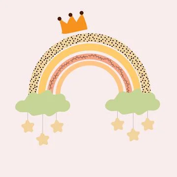 Boho kids rainbow. Illustrazione stock