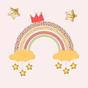 Boho kids rainbow. Stock Illustration