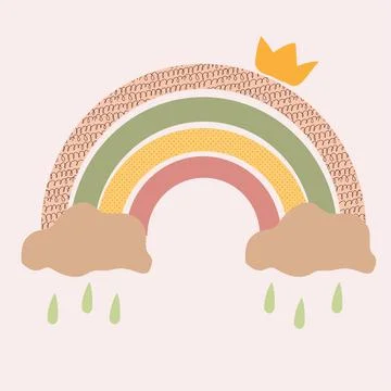 Boho kids rainbow. Stock Illustration