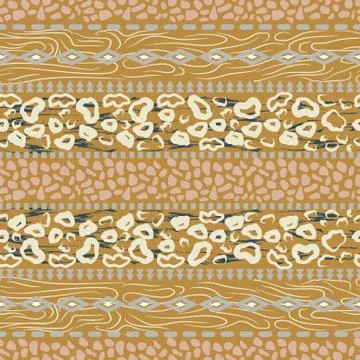 Boho leopard stains wild geometric seamless pattern texture. 库存插图