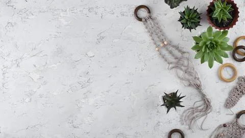The boho macrame composition indoors Stock Photos