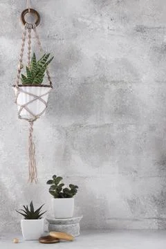 The boho macrame composition indoors Stock Photos