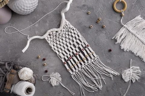 The boho macrame composition indoors Stock Photos