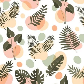 Boho monstera leaf seamless bohemian pattern Stock Illustration