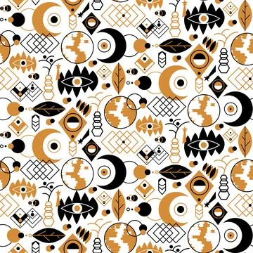 Boho mystical decoration seamless pattern vector Stock Illustration