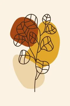 Boho Orange and Yellow Botanical Floral Illustration Stock Illustration