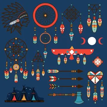 Boho-Ornaments-set Ilustración de archivo