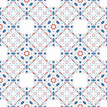 Boho Pattern Blue Red Ethnic Background Stock Illustration