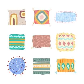 Boho pillow set cartoon vector illustration イラスト素材