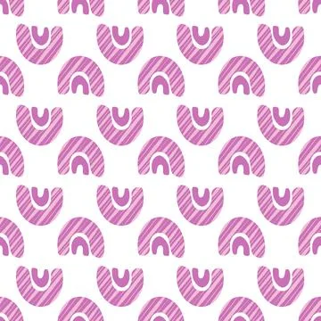 Boho pink rainbows seamless vector pattern design Stock Illustration