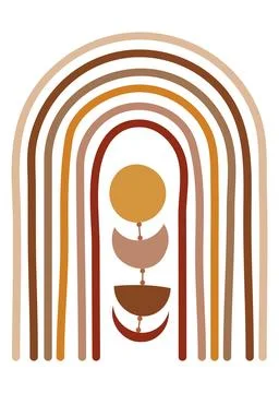 Boho Rainbow and Sun Abstract Home Decor Stock-Illustration