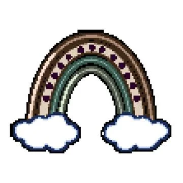 Boho rainbow illustration with earthy tones and clouds Illustrazione stock