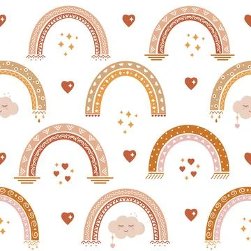 Boho rainbow pattern, color vector illustration for children's rooms Stock Illustration