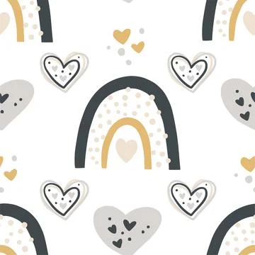 Boho rainbow seamless pattern. Stock Illustration