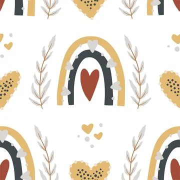 Boho rainbow seamless pattern. Stock Illustration