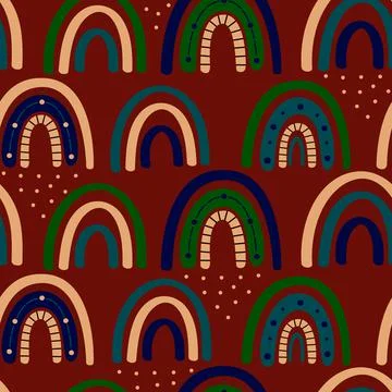 Boho rainbow seamless pattern. Illustrazione stock