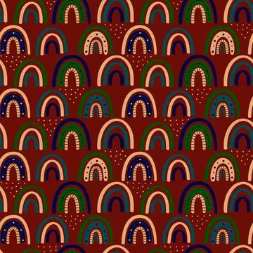 Boho rainbow seamless pattern. Stock Illustration