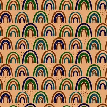 Boho rainbow seamless pattern. Rainbow Bohemian Stock Illustration