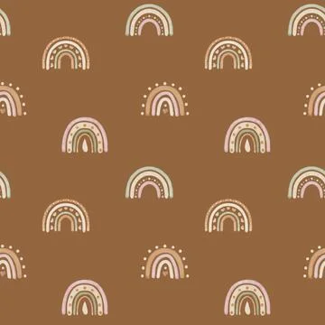 Boho Rainbow watercolor seamless Pattern. Illustration for Baby wallpaper or Stock Illustration