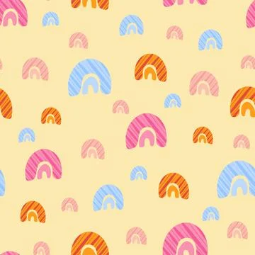 Boho rainbows colorful vector repeat pattern Stock Illustration
