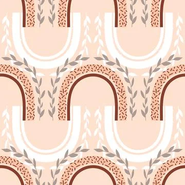 Boho rainbows seamless vector pattern background illustration Stock Illustration