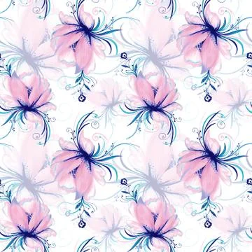 Boho Romantic Pink Floral Pattern Stock Illustration