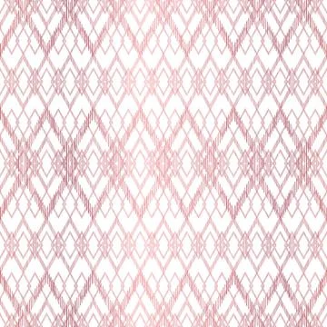 Boho Rose Gold Rhombus Pattern on White Background Illustrazione stock