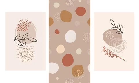 Boho Seamless Pattern and Abstract Posters Set vector 스톡 일러스트