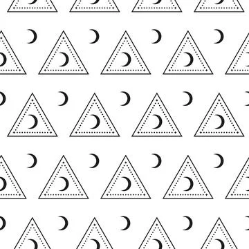 Boho seamless pattern with crescent moon in triangles. 스톡 일러스트
