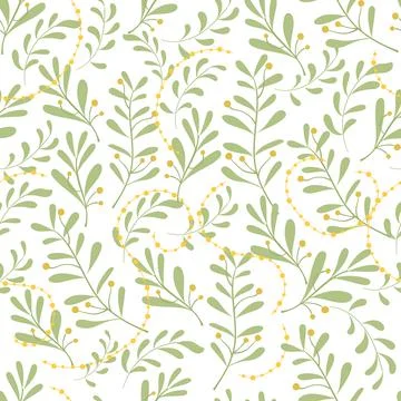 Boho seamless pattern with herbs and branches Stock Illustration