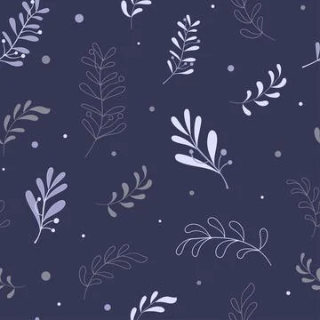Boho seamless pattern with herbs and branches Stock Illustration
