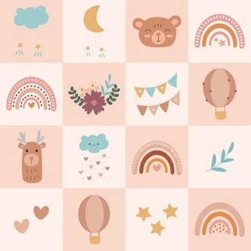 Boho seamless pattern illustration Stock Illustration