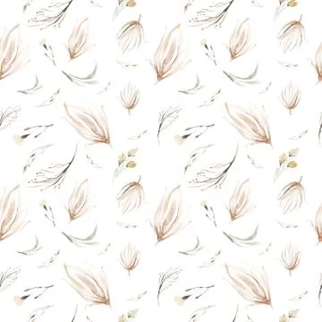 Boho seamless pattern watercolor elements of savanna gold flowers collection Illustrazione stock