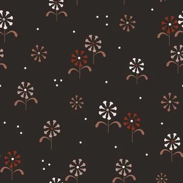 Boho seamless repeating background with flowers Stock Illustration