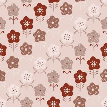 Boho seamless repeating background with flowers Illustrazione stock